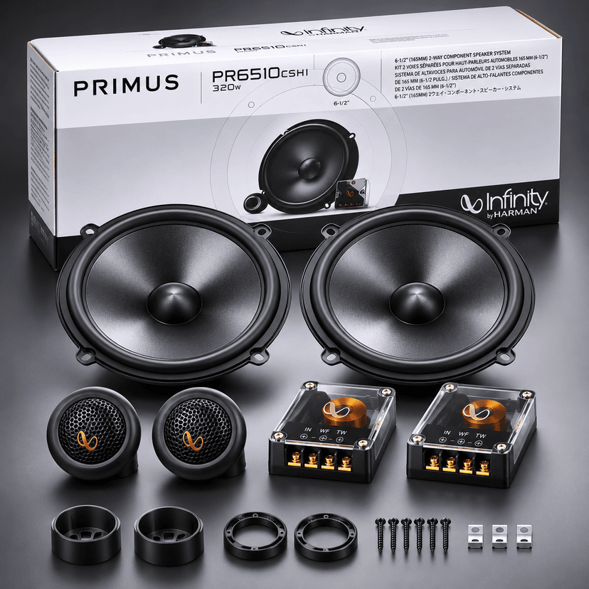 INFINITY Primus PR6510CSHI 6.5-Inch 2-Way Component Car Speakers – 80W RMS, 320W Peak Power, 2.7 Ohms (Pair) - Image 2