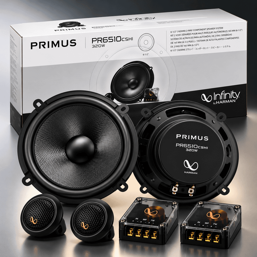 INFINITY Primus PR6510CSHI 6.5-Inch 2-Way Component Car Speakers – 80W RMS, 320W Peak Power, 2.7 Ohms (Pair) - Image 1