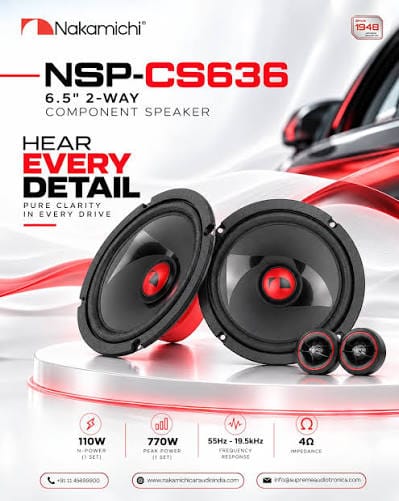 Nakamichi NSP-CS636 6.5-Inch 2-Way Component Car Speakers – 110W N-Power, 770W Peak Power, 4Ω (1 Set) - Image 3